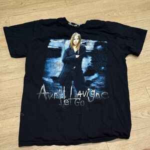 Black Graphic T-Shirt with Avril Lavigne Print